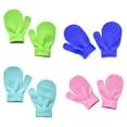thumbnail image 1 of 4 Pairs Toddler Magic Stretch Mittens Winter Warm Kids Knit Gloves for Little Girls Boys, 1 of 1