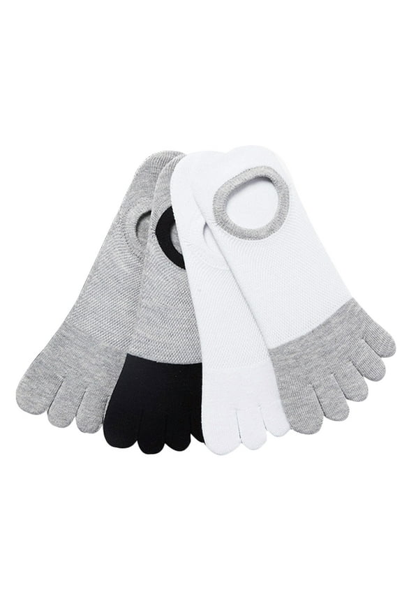 Unisex Low Cut Toe Separated Socks for Sports Breathable Cotton Assorted Color Fits Most Shoes Size 4 Pairs