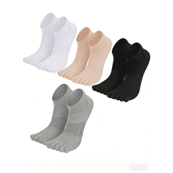 4 Pairs Toe Socks Cotton No Show Ankle low Cut Socks Five Toes for Women Men Athletic Running Supplies