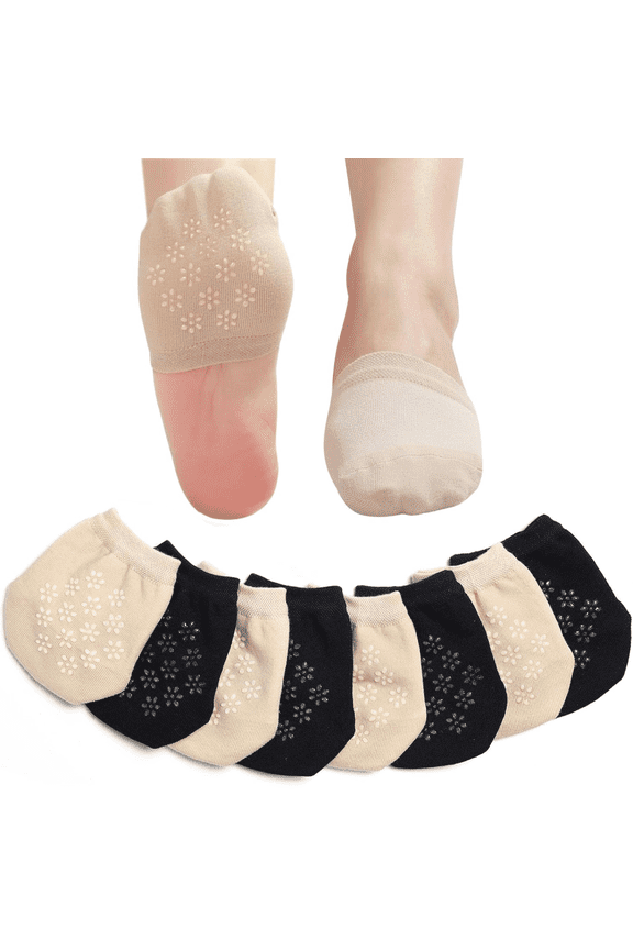 4 Pairs Toe Topper Socks, Half Socks for Women Seamless Grip Non Slip Hidden Toe Covers