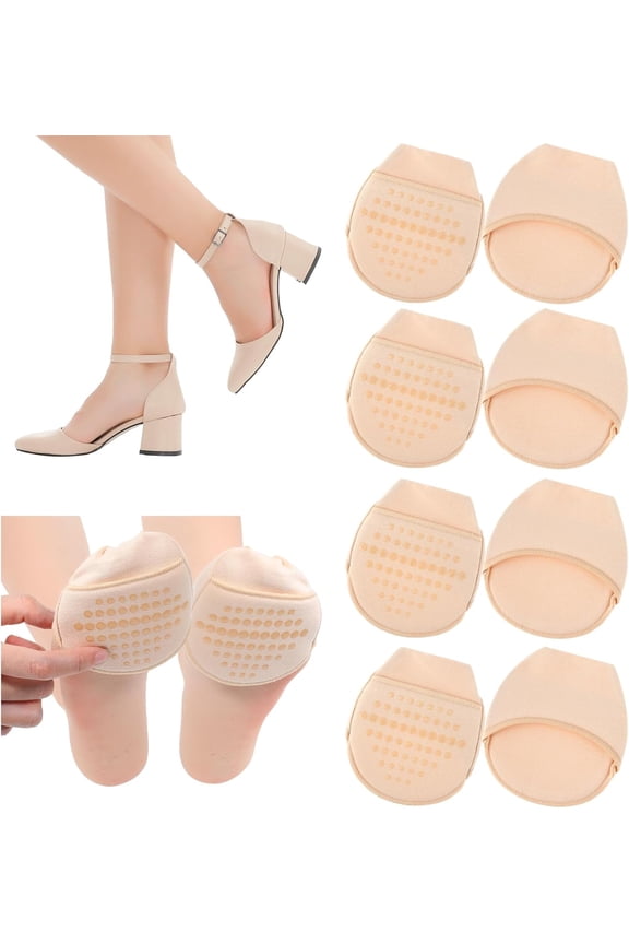 4 Pairs Toe Topper Socks for Women, Ball of Foot Cushion Socks Toe Socks Women No Show with Padding, Half Socks with Sponge Cushion for Heels