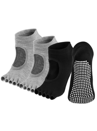 Peaoy 4 Pairs Yoga Socks for Women Non-slip Barre Socks Pilates Socks with  Straps