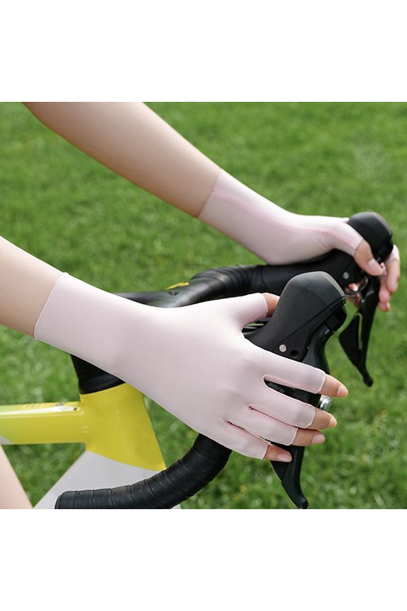 4 Pairs UV Protection Fingerless Gloves, Breathable Soft Anti-Slip Sunscreen Gloves for Outdoor Activities B One Size