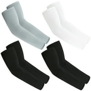 COOLZU 4 Pairs UV Sun Protection Arm Sleeves - Tattoo Cover Up - UPF 50 Sports Compression Cooling Sleeve for Women