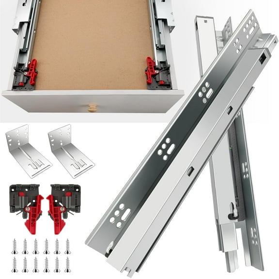4 Pairs Undermount Drawer Slides 18 inch Undermount Soft Close Drawer Slides Full Extension Concealed Drawer Runners with Mounting Screws, Locking Device and Brackets 100 lb Load Capacity 18" 8pcs