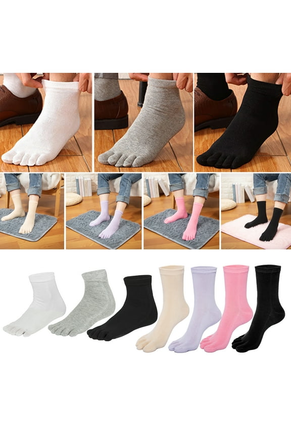 4 Pairs Unisex Toe Socks Five Finger Crew Socks Soft Five Toe Socks Soft Fine Toe Socks for Men Women Daily Wear, 4 Colors