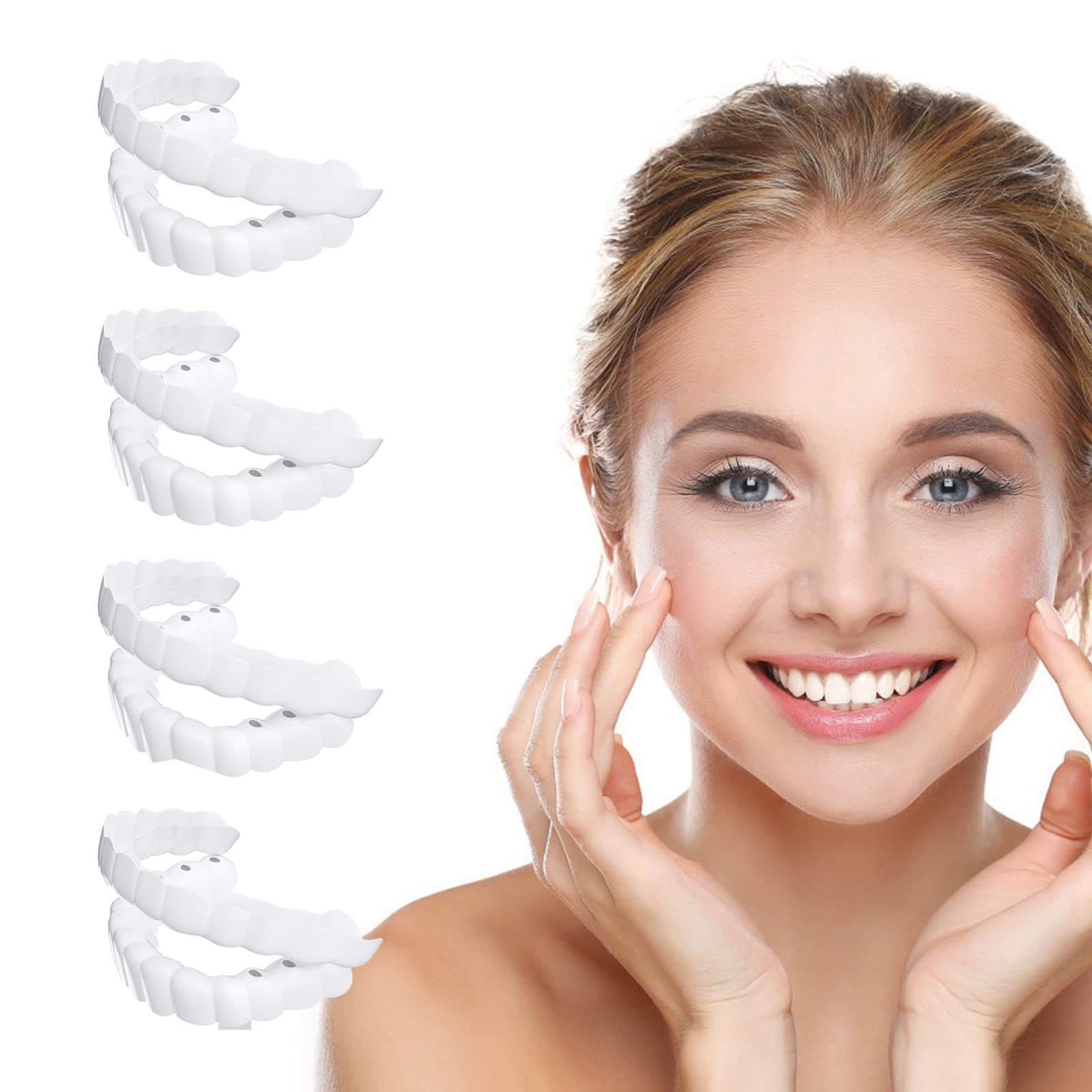 4 Pairs Veneers Snap in Teeth Teeth Comfort Fit Whitening Veneer Snap