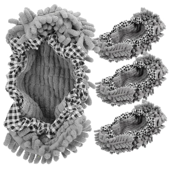 4 Pairs Washable Mop Slippers with Foot Covers, Dust and Hair Cleaning Sweeping Socks for Easy Floor Cleaning