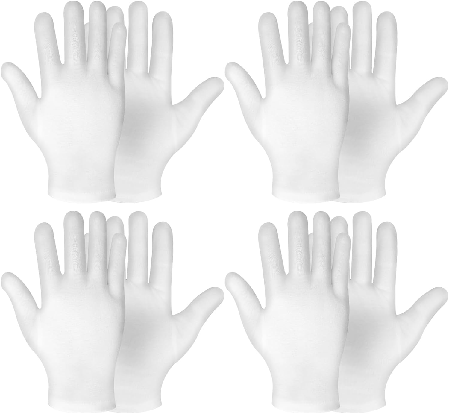 4 Pairs White Cotton Gloves for Women Men Moisturizing Gloves Overnight
