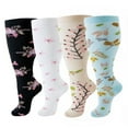 thumbnail image 1 of 4 Pairs Wide Calf Compression Socks For Women And Men,Plus Size Knee High Support Stockings For Circulation,Nurses,Travel,Running, 1 of 4
