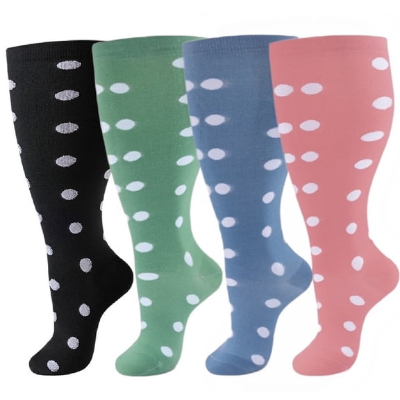 4 Pairs Wide Calf Compression Socks For Women And Men,Plus Size Knee High Support Stockings For Circulation,Nurses,Travel,Running