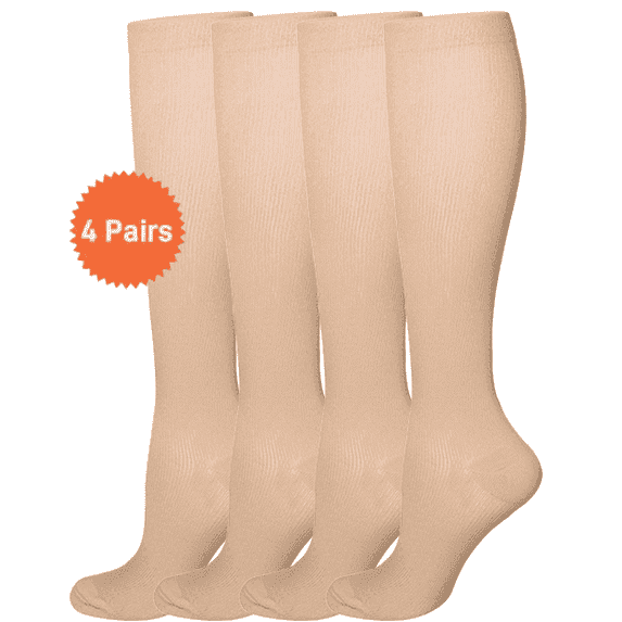 4 Pairs Wide Calf Compression Socks for Women Men: Syphoria Wide Calf 15-20 mmHg Circulation Compression Stockings Support for Running, Travel, Cycling