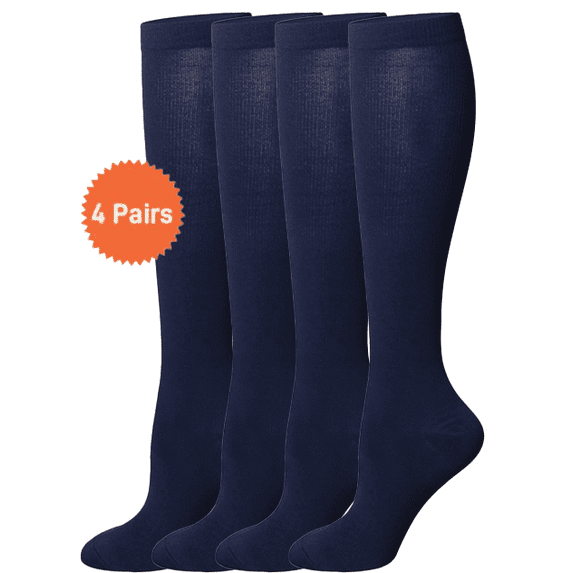 4 Pairs Wide Calf Compression Socks for Women Men: Syphoria Wide Calf 15-20 mmHg Circulation Compression Stockings Support for Running, Travel, Cycling