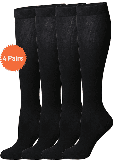 4 Pairs Wide Calf Compression Socks for Women Men: Syphoria Wide Calf 15-20 mmHg Circulation Compression Stockings Support for Running, Travel, Cycling