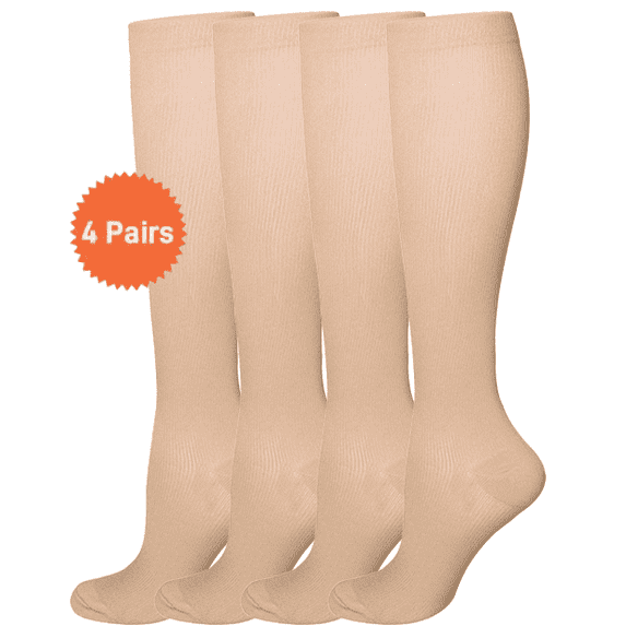 4 Pairs Wide Calf Compression Socks for Women Men: Syphoria Wide Calf 15-20 mmHg Circulation Compression Stockings Support for Running, Travel, Cycling