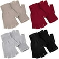 thumbnail image 1 of 4 Pairs Winter Half Finger Gloves Knitted Fingerless Mittens Warm Stretchy Gloves for Men and Women, 1 of 7