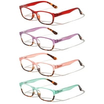 4 Pairs Women 2 Tone Translucent Tortoise Lightweight Reading Glasses - Comfortable Spring Hinge Reader 1.25