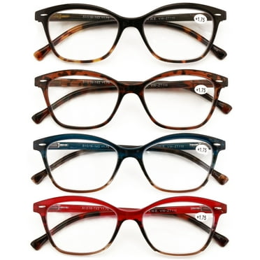4 Pairs Women 2tone Tortoise Reading Glasses - Spring Hinge Lightweight Reader ZT110 +1.25
