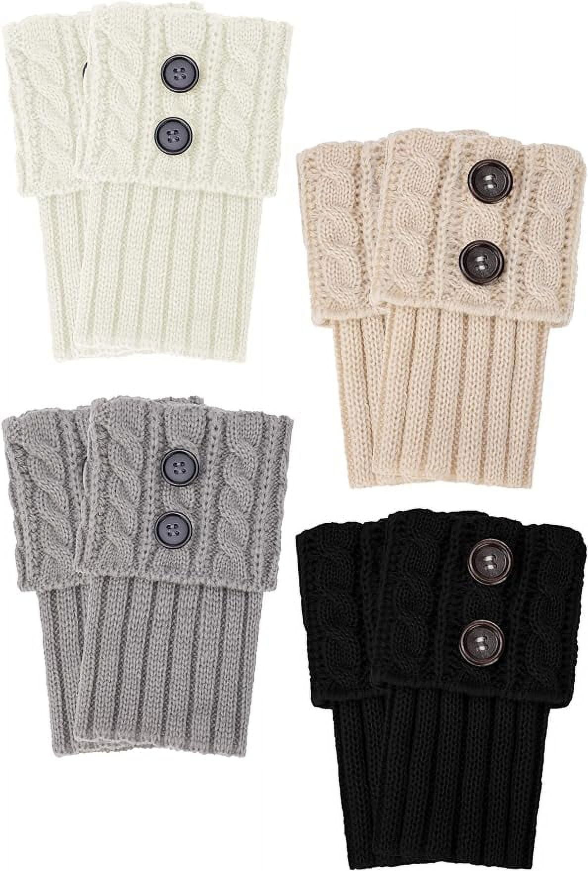 【oan】Warmer Button Knit Fashion Culture Women's Knit Ribbed Leg Warmers Boot Toppers