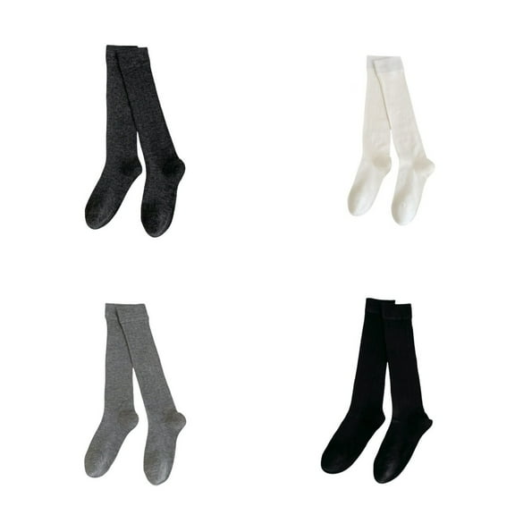 4 Pairs Women Cotton Over The Calf Socks Knee High Thin Breathable Long Stocking