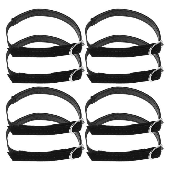 FONDOTIN Elastic Shoelace Buckle PU Black Easy on-Off Antislip 4Pairs