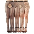 thumbnail image 1 of 4 Pairs Women Fishnet Tights Black Stylish and Comfortable Fishnet Stockings for Women Perfect for Parties Night Out and Everyday Wear, 1 of 1