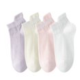 thumbnail image 1 of 4 Pairs Women Low-Cut Lace Knit Ankle Socks Soft Stretch Cotton Mesh Design Breathable Lightweight Everyday Wear - 4 pcs-1, 1 of 6