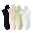 thumbnail image 1 of 4 Pairs Women Low-Cut Lace Knit Ankle Socks Soft Stretch Cotton Mesh Design Breathable Lightweight Everyday Wear - 4 pcs-2, 1 of 6