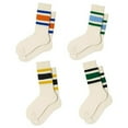 thumbnail image 1 of 4 Pairs Women Men Cotton Athletic Sports Crew Socks Striped Retro Casual Classic, 1 of 8