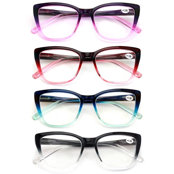 V.W.E. Women Oversized Translucent 2-Tone Cateye Reading Glasses ...