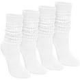 thumbnail image 1 of 4 Pairs Women Slouch Socks Soft Knee High Scrunch Slouchy Socks Knit Tube Extra Long Socks for Women, 1 of 6