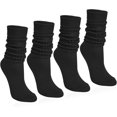 thumbnail image 1 of 4 Pairs Women Slouch Socks Soft Knee High Scrunch Slouchy Socks Knit Tube Extra Long Socks for Women, 1 of 6