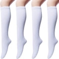 thumbnail image 1 of 4 Pairs Women's Cotton Knee High Socks, Casual Solid Knit Knee Socks (white), 1 of 5