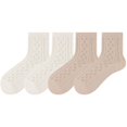 thumbnail image 1 of 4 Pairs Women's Lace Knit Crew Socks Lightweight Breathable Mesh Style with Elastic Cuff in Assorted Patterns - 4 pairs-D, 1 of 7