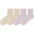 thumbnail image 1 of 4 Pairs Women's Lace Knit Crew Socks Lightweight Breathable Mesh Style with Elastic Cuff in Assorted Patterns - 4 pairs-F, 1 of 7