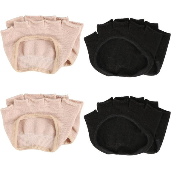 4 Pairs Women's No Show Five Toe Heelless Forefoot Half Boat Socks Set