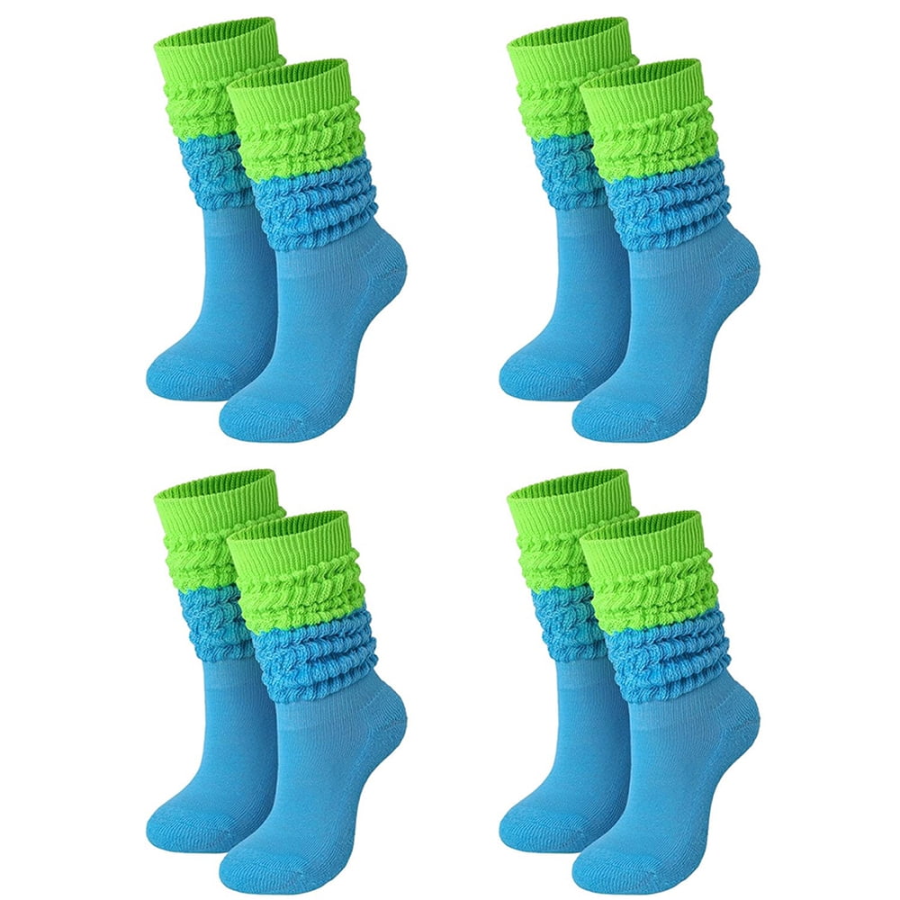 4 Pairs Women's Slouch Socks Extra Long Socks Knitted Sock Cotton ...