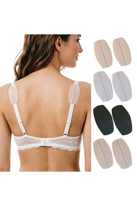 4 Pairs Women's Soft Silicone Bra Strap Cushions Holder Hole Silicone Bra Strap Cushions Holder Non- Shoulder Protector Pads Relief Pain Shoulder Pads
