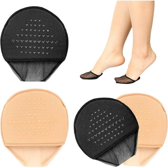 4 Pairs Women's Toe Topper Socks Seamless Socks with Padding Cushion Non-Slip No Show Half Socks for Women Girls