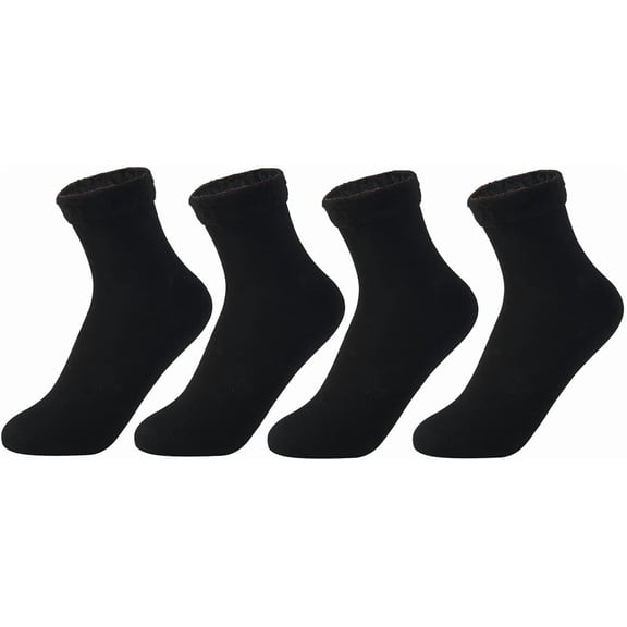 4 Pairs Women's Velvet Winter Thermal Socks,Thickening and Velvet Snow Socks, Solid Color Warm Naked Socks