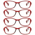 thumbnail image 1 of 4 Pairs Womens Ladies Blue Light Blocking Reading Glasses Red Readers for Reading Paper work +1.75, 1 of 5