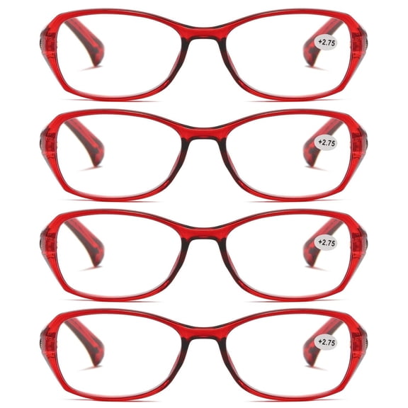 4 Pairs Ladies Blue Light Blocking Reading Glasses Red Readers for Reading Paper work