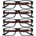thumbnail image 1 of 4 Pairs Unisex Rectangular Blue Light Blocking Reading Glasses Spring Hinge Readers, 1 of 6