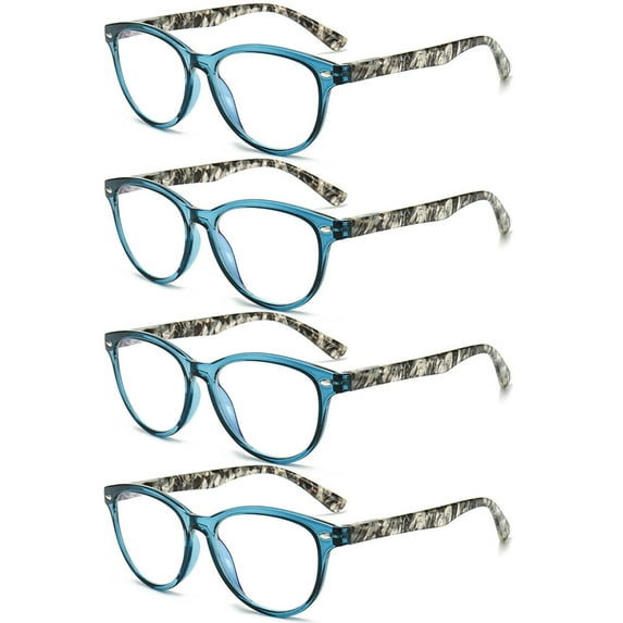 4 Pairs Womens Presbyopic Glasses Cat Eye Reading Glasses TR90 Blue Light Blocking Elder Readers
