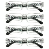 4 Pairs Womens Slim Rectangle Half Frame Blue Light Blocking Reading Glasses Readers  0.75