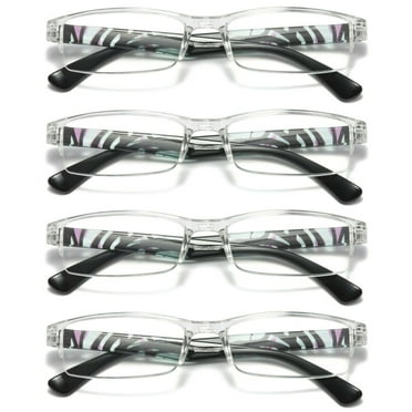 4 Pairs Womens Slim Rectangle Half Frame Blue Light Blocking Reading Glasses Readers +0.75