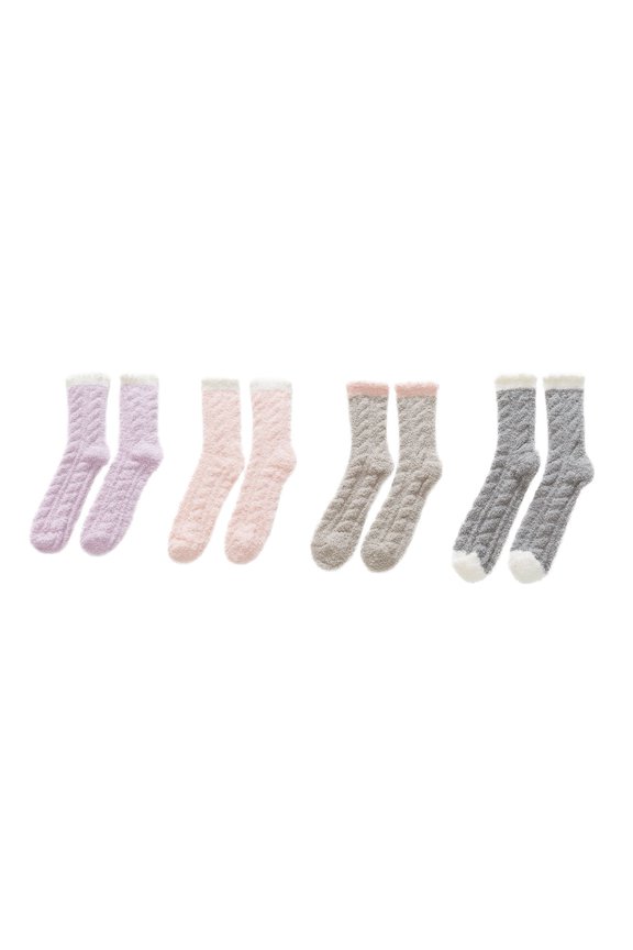 4 Pairs Womens Winter Slipper Socks Non-Slip Grip Socks Warm Fleece Socks Non Skid Socks Warm Sleep Soft Fluffy Socks Christmas Socks(purple/pink/coffee/grey)
