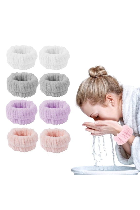 4 Pairs Wrist Washband for Women Girls,Wrist Spa Washband Microfiber Washing Face Wrist Wash Towel Band Wristband for Washing Face Absorbent Wristbands Wrist Sweatband