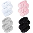 thumbnail image 1 of 4 Pairs Wristbands Wrist Spa Washband Wrist Bands for Washing Face Wrist Wash Towel Band Wristband Face Wash Scrunchies Absorbent Wrist Sweatband for Women Girls ( Black, Gray, Pink, Blue), 1 of 5