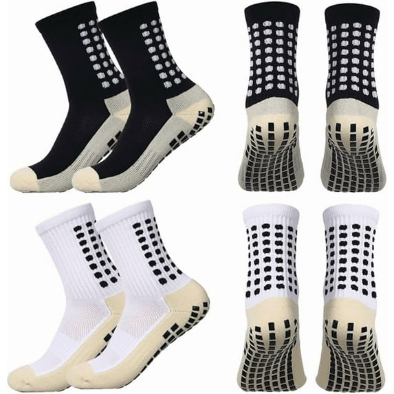 4 Pairs Youth Grip Soccer Socks Grip Socks Kids Boys Girls Athletic Sport for Baseball Football Basketball